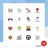 Set of 16 Modern UI Icons Symbols Signs for beach place analysis location business Editable Pack of Creative Vector Design Elements