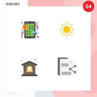 Modern Set of 4 Flat Icons and symbols such as grid dollar play sunset content Editable Vector Design Elements