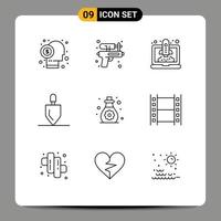 Set of 9 Modern UI Icons Symbols Signs for care rake park gardening startup Editable Vector Design Elements