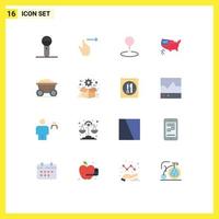 Set of 16 Modern UI Icons Symbols Signs for usa map slide american marker Editable Pack of Creative Vector Design Elements