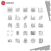 Universal Icon Symbols Group of 25 Modern Lines of ring game internet nugget food Editable Vector Design Elements