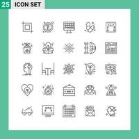 Modern Set of 25 Lines Pictograph of weighing machine technology pills health Editable Vector Design Elements