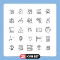 25 universal líneas conjunto para web y móvil aplicaciones día enrutador regalo iot dibujo editable vector diseño elementos