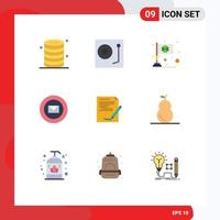 Group of 9 Modern Flat Colors Set for sharp mail turntable saint flag Editable Vector Design Elements