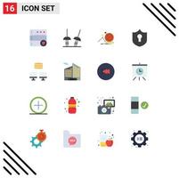 16 Universal Flat Color Signs Symbols of business sync goal database shield Editable Pack of Creative Vector Design Elements