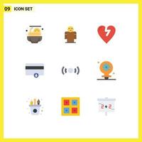 Pictogram Set of 9 Simple Flat Colors of ux signal infarct essential payment Editable Vector Design Elements