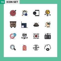 16 Universal Flat Color Filled Line Signs Symbols of decor suit timer space development Editable Creative Vector Design Elements