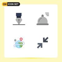 Pictogram Set of 4 Simple Flat Icons of achievement globe wreath eat arrows Editable Vector Design Elements