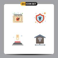 Group of 4 Modern Flat Icons Set for appointment button fix repair start Editable Vector Design Elements