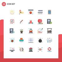 Group of 25 Modern Flat Colors Set for application payment browser debit card Editable Vector Design Elements