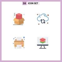 Mobile Interface Flat Icon Set of 4 Pictograms of box print cloud arrow programming Editable Vector Design Elements