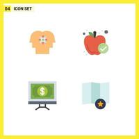 4 Creative Icons Modern Signs and Symbols of talent bank management food finance Editable Vector Design Elements