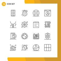 Set of 16 Modern UI Icons Symbols Signs for cross presentation basic internet ux Editable Vector Design Elements