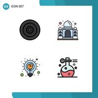 User Interface Pack of 4 Basic Filledline Flat Colors of eye solution target taj mahal analysis Editable Vector Design Elements