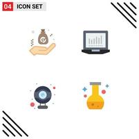 4 Thematic Vector Flat Icons and Editable Symbols of bag hardware finance computing tube Editable Vector Design Elements