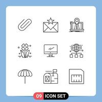 9 Creative Icons Modern Signs and Symbols of nature floral favorites flora gps Editable Vector Design Elements