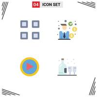 User Interface Pack of 4 Basic Flat Icons of grid interface view investor user Editable Vector Design Elements