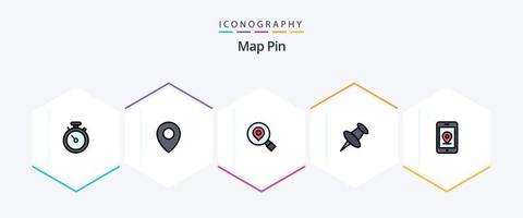 Map Pin 25 FilledLine icon pack including . internet. search. mobile. pin vector