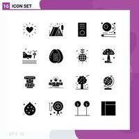 Mobile Interface Solid Glyph Set of 16 Pictograms of car accident devices sports pool Editable Vector Design Elements