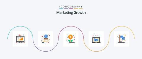 márketing crecimiento plano 5 5 icono paquete incluso software. creativo. márketing icono. código. inversión vector