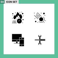 4 User Interface Solid Glyph Pack of modern Signs and Symbols of free delivery devices hot meteor pc Editable Vector Design Elements