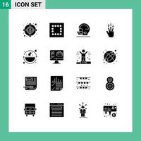 Pack of 16 creative Solid Glyphs of computer environment sport ecology gestures Editable Vector Design Elements