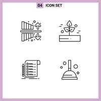 4 Universal Line Signs Symbols of expenses file profit plant invoice Editable Vector Design Elements