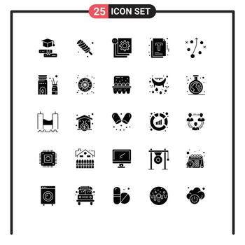 Pictogram Set of 25 Simple Solid Glyphs of management management coding file programming Editable Vector Design Elements