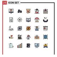 Universal Icon Symbols Group of 25 Modern Filled line Flat Colors of bug laboratory truck lab holiday Editable Vector Design Elements