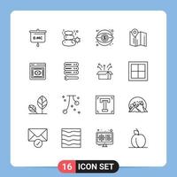 16 Universal Outlines Set for Web and Mobile Applications hotel map stone location money Editable Vector Design Elements