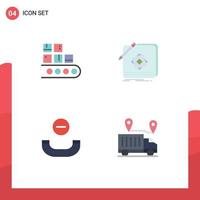 Group of 4 Modern Flat Icons Set for business design product app handset Editable Vector Design Elements