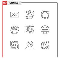 Set of 9 Modern UI Icons Symbols Signs for mirror furniture food year new Editable Vector Design Elements