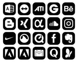 20 social medios de comunicación icono paquete incluso adobe Facebook soundcloud tiempo rapido nike vector