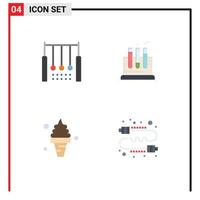 Pack of 4 creative Flat Icons of acrobatic beach ring lab food Editable Vector Design Elements