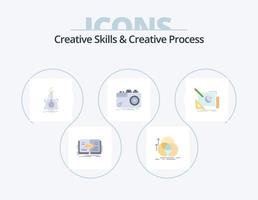 Creative Skills And Creative Process Flat Icon Pack 5 Icon Design. capture. camera. measurement. development. flask vector