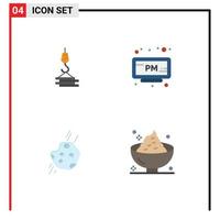 Pack of 4 creative Flat Icons of crane asteroid harbor pm meteor Editable Vector Design Elements