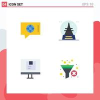 User Interface Pack of 4 Basic Flat Icons of chat delivery service summer online Editable Vector Design Elements