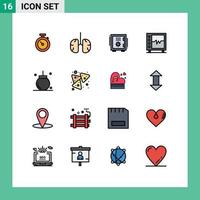 Mobile Interface Flat Color Filled Line Set of 16 Pictograms of medical health healthcare beat safe Editable Creative Vector Design Elements