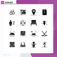 Set of 16 Commercial Solid Glyphs pack for job abilities location development compressed Editable Vector Design Elements