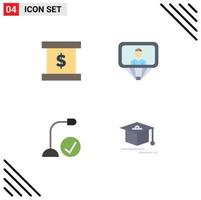 User Interface Pack of 4 Basic Flat Icons of business devices user login hardware Editable Vector Design Elements