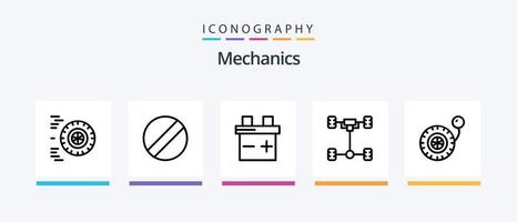 mecánica línea 5 5 icono paquete incluso . cursor. motor. destornillador. creativo íconos diseño vector