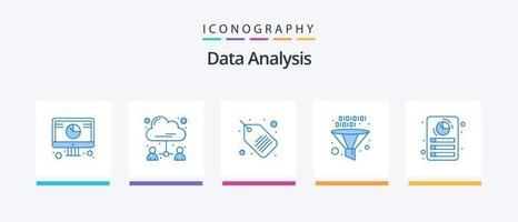 Data Analysis Blue 5 Icon Pack Including document. management. user. development. funnel. Creative Icons Design vector