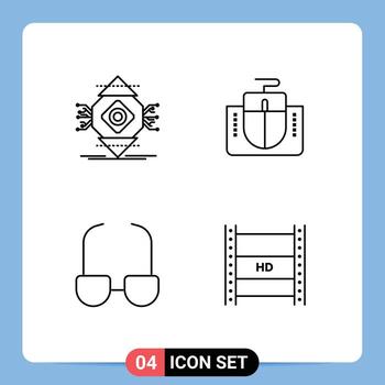 4 Line concept for Websites Mobile and Apps ubicomp glasses computer interface view Editable Vector Design Elements