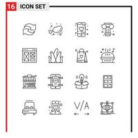 Set of 16 Vector Outlines on Grid for internet browser application greek art Editable Vector Design Elements