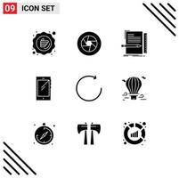 Modern Set of 9 Solid Glyphs and symbols such as mobile phone movie script file Editable Vector Design Elements