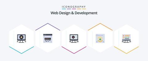 Web Design And Development 25 Flat icon pack including . screen. play. monitor. web vector