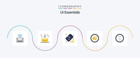 ui esenciales plano 5 5 icono paquete incluso diagrama. analítica. ui pintar. color vector