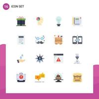 Set of 16 Modern UI Icons Symbols Signs for book pocket bulb notepad book Editable Pack of Creative Vector Design Elements