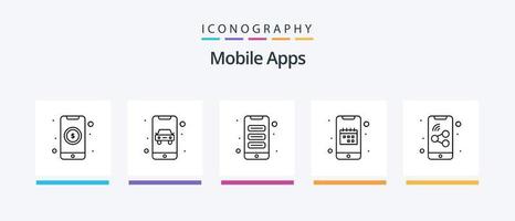 Mobile Apps Line 5 Icon Pack Including app. mobile. phone. delete. app. Creative Icons Design vector