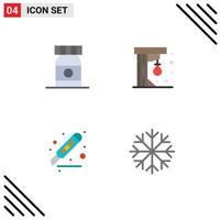 Editable Vector Line Pack of 4 Simple Flat Icons of beach desk punching ball play page Editable Vector Design Elements